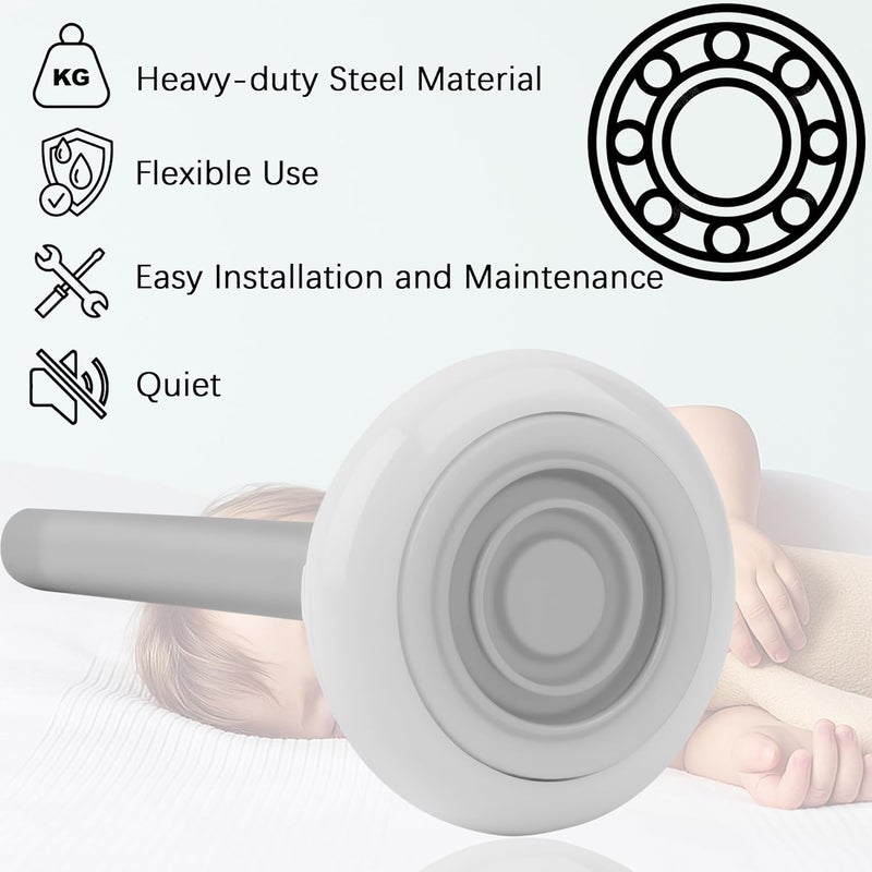 Mindoub 10 Pack 4" Stem 2" White Nylon Garage Door Roller with Protective Sealed-Cap(Dustproof), Ultra Quiet & Long-Lasting, Commercial High Load Capacity, Double Sealed Bearings - Image 2